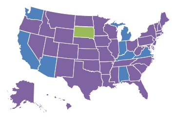 EXHIBIT 1.11, 2000 State Map: 0-10% = Alaska, Arkansas, Colorado, Connecticut, Delaware, Florida, Georgia, Hawaii, Idaho, Illinois, Iowa, Kansas, Louisiana, Maine, Maryland, Massachusetts, Minnesota, Mississippi, Missouri, Montana, Nebraska, Nevada, New Hampshire, New Jersey, New Mexico, New York, North Carolina, North Dakota, Ohio, Oklahoma, Oregon, Pennsylvania, Rhode Island, South Carolina, Tennessee, Texas, Utah, Vermont, West Virginia, Wisconsin, Wyoming. 11-25% = Alabama, Arizona, California, Indiana, Kentucky, Michigan, Virginia, Washington. 26-40% = South Dakota. 41-60% = none. More than 60% = none.