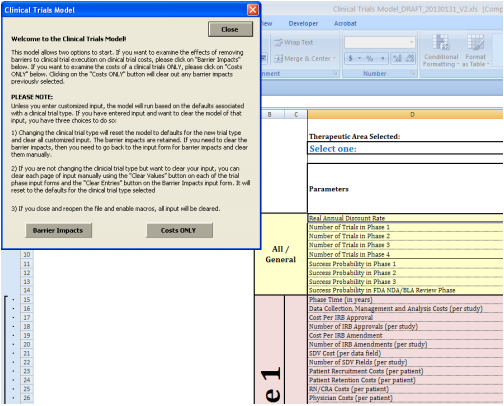 Figure C - 1: Welcome Screen of the Clinical Trials Model