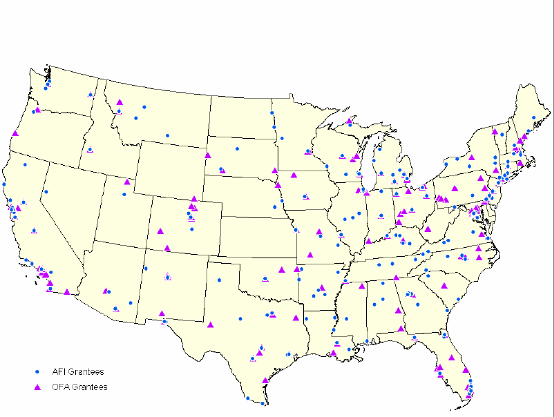 Exhibit 1 Map of OFA-Funded Healthy Marriage and Responsible Fatherhood Grantees and Assets for Financial Independence (AFI) Grantees