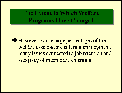 The Extent to Which Welfare Programs have changed