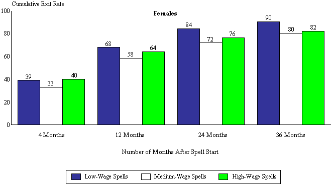 Figure Vi.2b. Cumulative Exit Rates From Low-, Medium- And High-Wage Employment Spells Of The Same