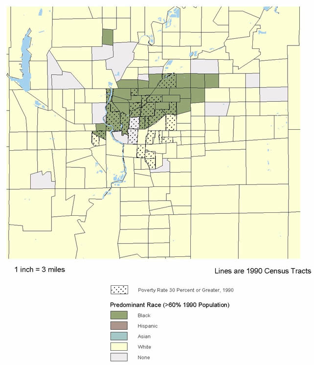 Figure 8.6: Marion County (Indianapolis), IN. Predominant Race 1990