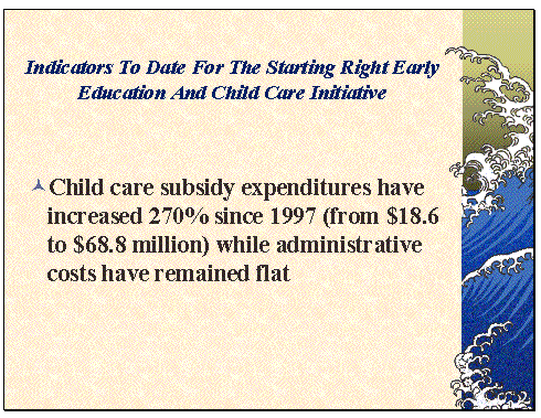 Indicators to Data For the Starting Right Early Education And Child Care Initiatives